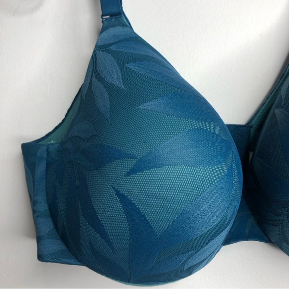 Cacique invisible lace back smoother teal full coverage underwire bra 42DD. C3 - Picture 7 of 11